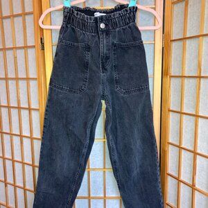 Black Paper Bag Waist Relaxed Fit Jeans